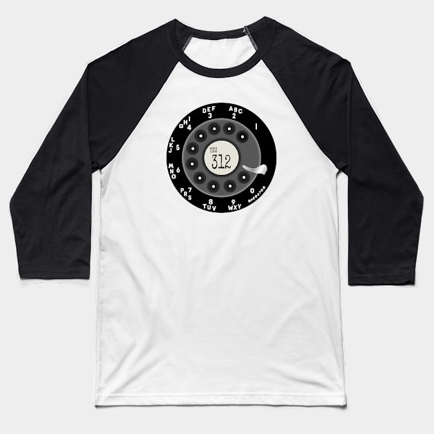 Rotary Dial Phone Chicago 312 Area Code Baseball T-Shirt by Lyrical Parser